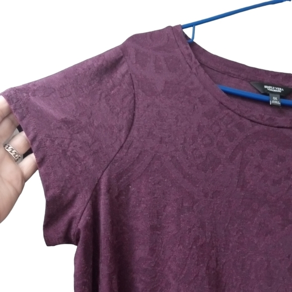 Geo Floral Embossed Top Simply Vera Wang Lightweight Short Slve.Office Casual 0X - Picture 2 of 8